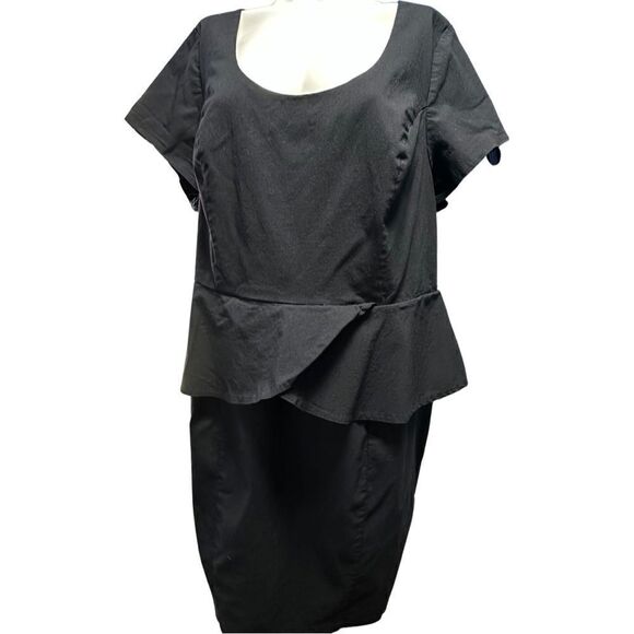 Torrid Womens Dress Size 26 Black Peplum Stretchy Open Back Sheath Short Sleeves - Picture 1 of 10